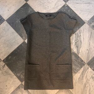 Gray Textured Short Sleeve Dress